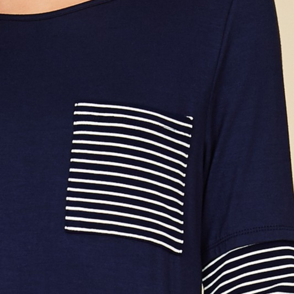 ALL  SIZES!!!  3/4 Sleeve Contrast Stripe Dress - Picture 5 of 5